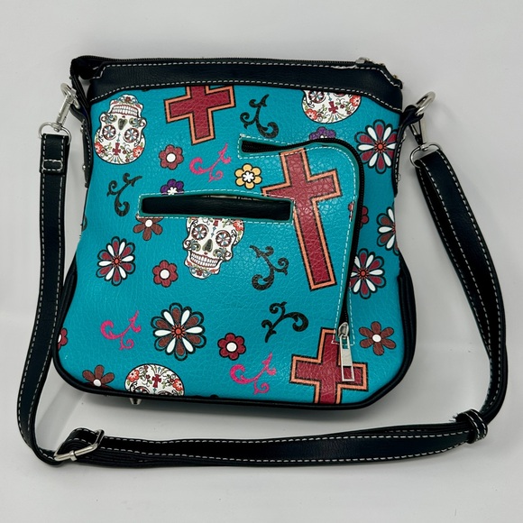 Concealed Carry‎ Bag: Sugar Skull Crossbody HandBag — Cowgirl Trendy - Picture 2 of 8